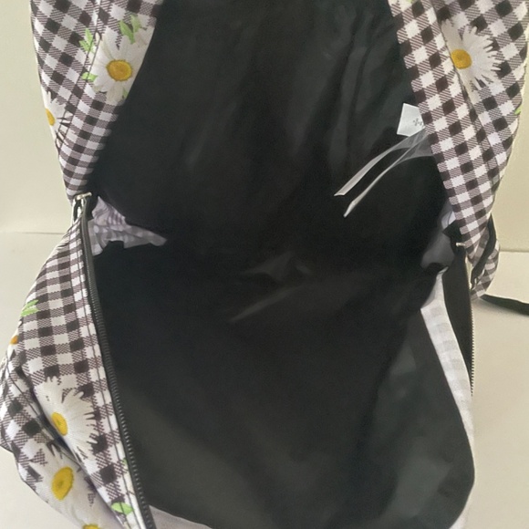 JanSport Black & White Checked Backpack With Daisy - Picture 7 of 7